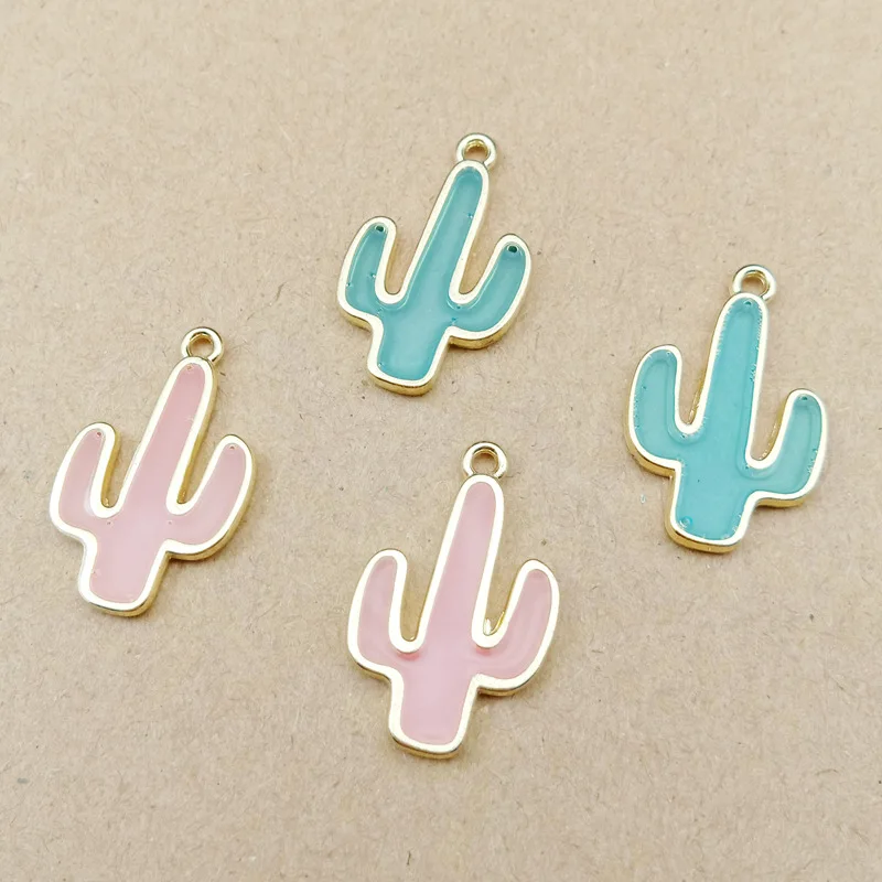 

50pcs/Lot 25*16mm Jewelry Accessories Epoxy Transparent Cactus Pendant Accessories Earrings Necklace Pendant diy Jewelry Charms