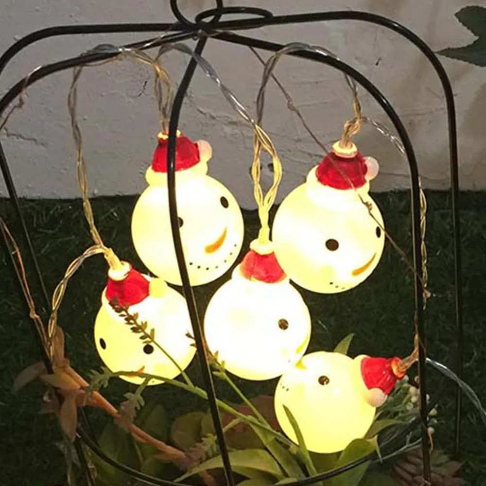 2019 Christmas Decoration Pendant 1.2M 10 LED String Lights with Snowman Hanging Drop Ornament White Led Light Holiday | Лампы и