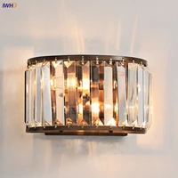 iwhd american country crystal wall light fixtures bedroom beside stair lamp vintage wall sconce lights led aplique luz pared