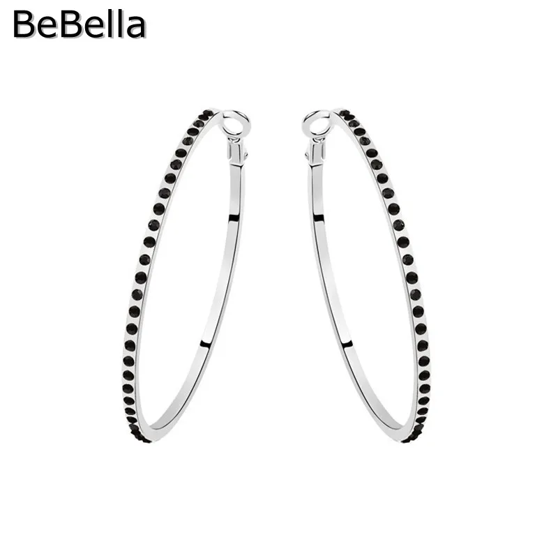 Женские серьги кольца с кристаллами BeBella большие круглые инкрустацией Ювелирное