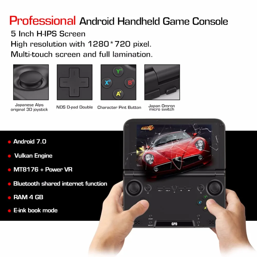 Новый GPD XD PLUS 5 &quotAndroid 7 0 геймпад планшетный ПК 4 ГБ/32 ГБ MTK8176 шесть ядер 2 1 ГГц
