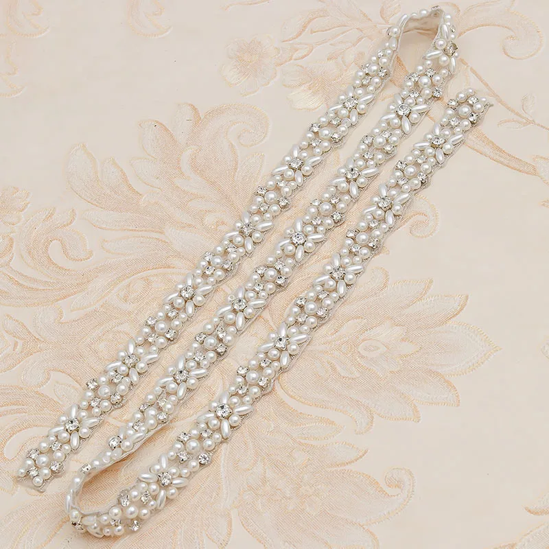 only applique-silver MissRDress жемчуг свадебный пояс розовое золото Хрустальный пояс невесты элегантные Стразы Свадебная лента для свадьбы аксессуары JK803 - Цвет: only applique-silver
