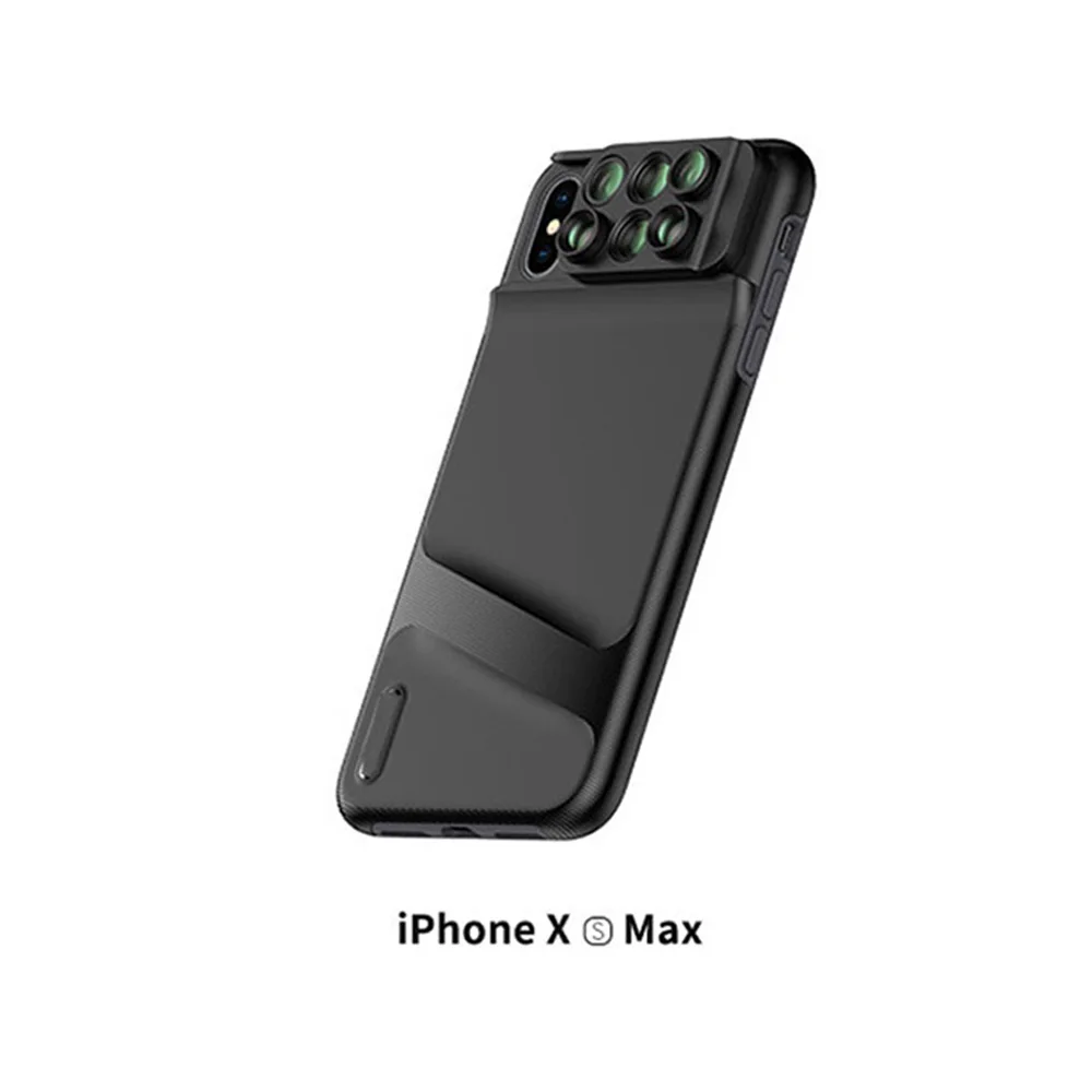For iphone Xs Max ET 6 в 1 телефон объектива камеры чехол для телефона XR XS Max рыбий глаз Широкоугольный макро объектив Телефон крышка мобильного телефона чехол Полный охват - Цвет: For iphone Xs Max