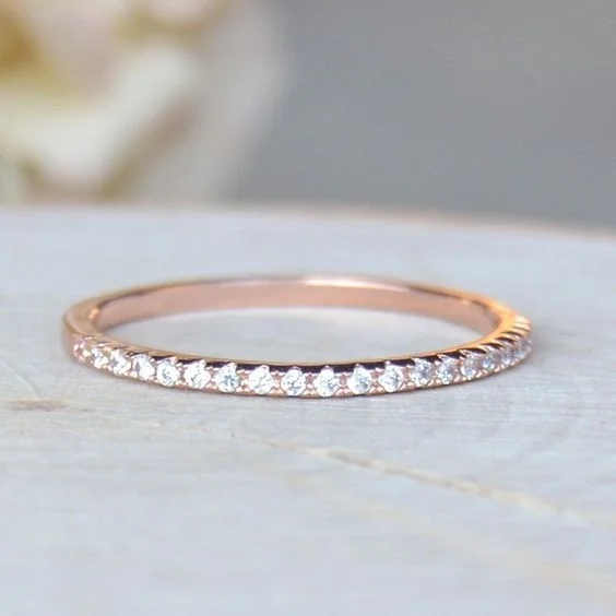 Кольцо Серебро & Rose Gold Filled кольцо Белый CZ ювелирные изделия обещание подарок