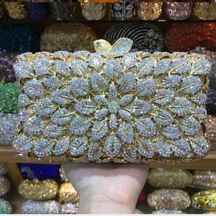 Женский Вечерний Клатч Minaudiere золотистый/серебристый металлический клатч с