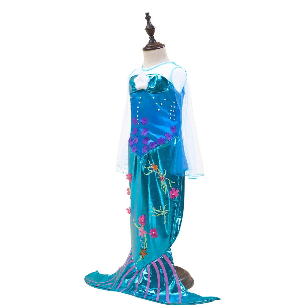 Костюм принцессы Ариэль с хвостом русалки для девочек платье костюмированной