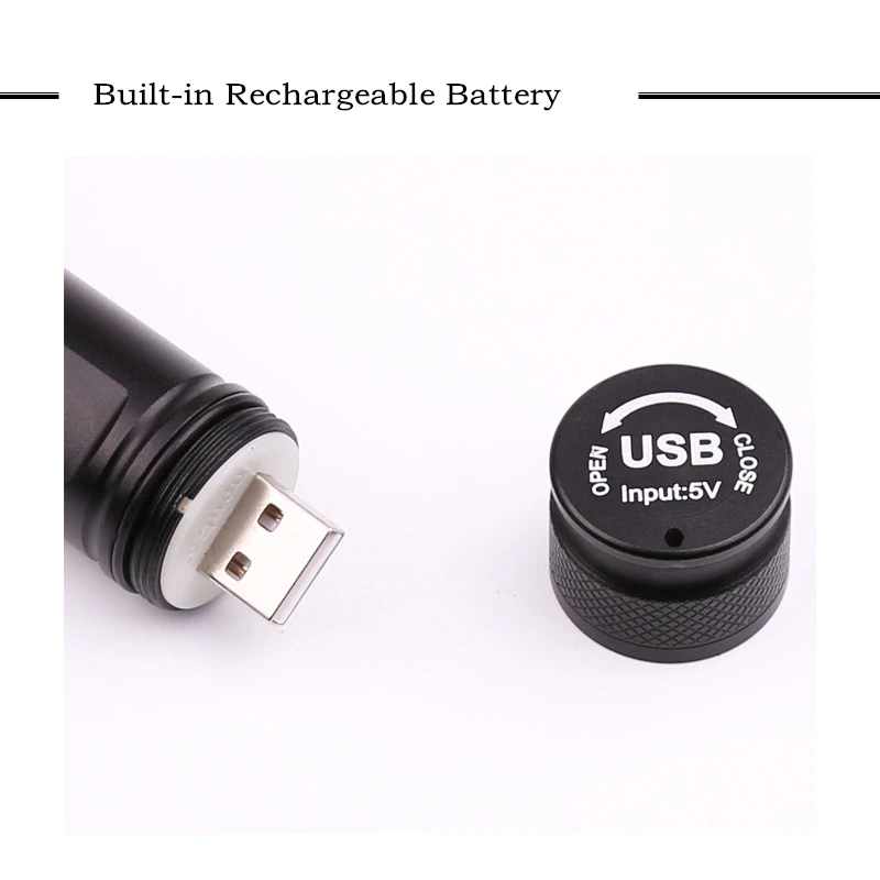Светодиодный фонарик с зумом Перезаряжаемый USB фонарь водонепроницаемый