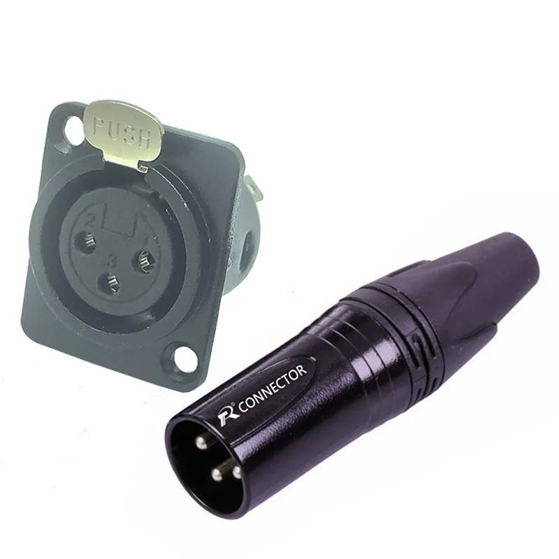 Black-M(5 Sets) 5 компл./лот 3-контактный разъем XLR 5 шт. мужской+ 5 шт. Женский 3 полюса XLR Panle Mount женский/мужской разъем в розетку микрофон микрофонный адаптер - Цвет: Black-M(5 Sets)