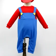 Baby Mario Costume Halloween Costume Romper+hat jumpsuit Costume toddllers Cosplay