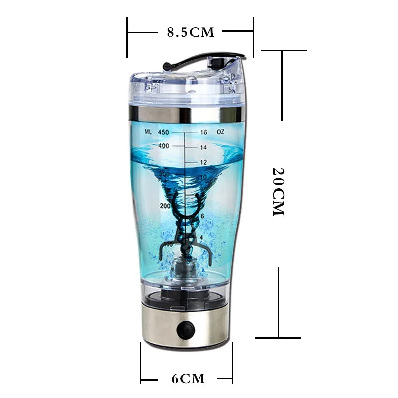 

24pcs Electric Protein Shaker Blender Water Bottle Automatic Movement Vortex Tornado 450ml BPA Free Detachable Mixer ZA1077