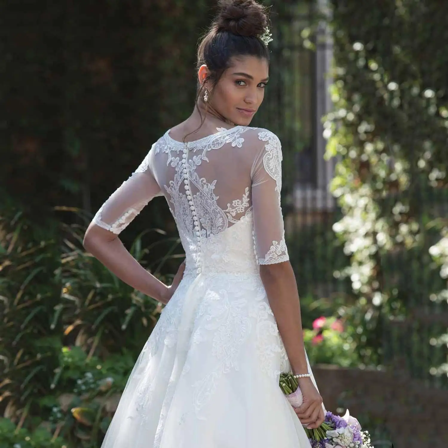 Vestido de noiva curto новые модные, прозрачные Совок Половина рукава по колено короткое свадебное платье Дешевые кружевное свадебное платье с аппликацией