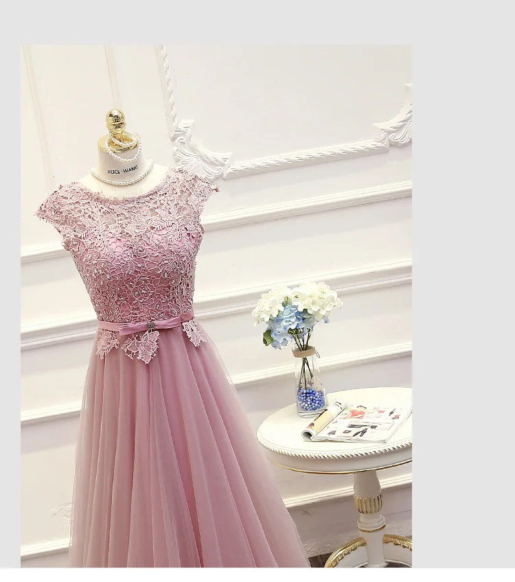 SSYFashion Розового Кружева Вечернее Платье Невесты Банкетный Элегантный длиной до