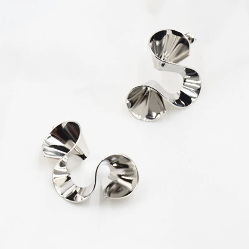 Rhodium Color Gothletic, брендовые, золотые, Преувеличенные, большие, изогнутые, сложенные, металлические, массивные серьги-гвоздики для женщин, Brincos, модные, вечерние, ювелирные изделия - Окраска металла: Rhodium Color