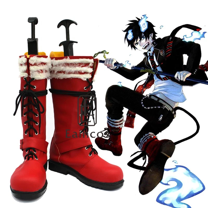 Аниме Ao no Exorcist Okumura Rin Косплей обувь для вечеринки красные ботинки на заказ |