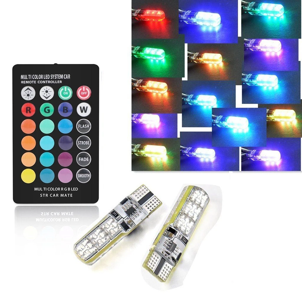 2 шт. 5050 6SMD RGB светодиодный T10 W5W 168 Авто Автомобильный клиновидный боковой