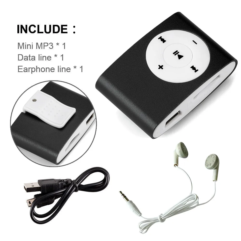 Мини USB Клип MP3 плеер ЖК-экран Поддержка 32 ГБ Micro SD TF карта металлический материал c0606