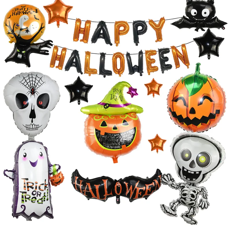Тыква Happy Halloween привидение паук летучая мышь гелиевая фольга воздушные шары для