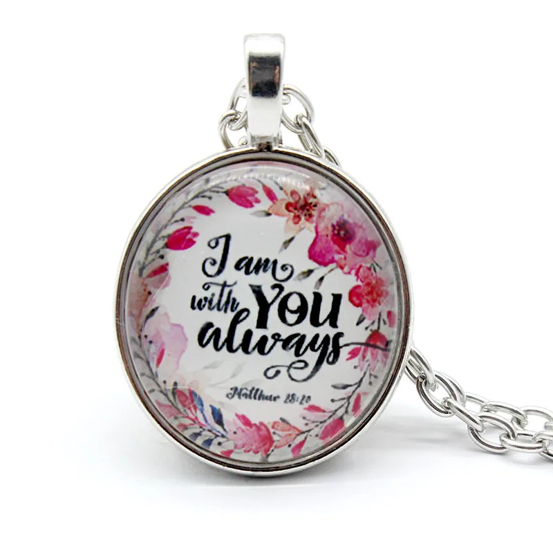 Новый 3 вида цветов разноцветный Библейский стих круглый стеклянный кулон цветок