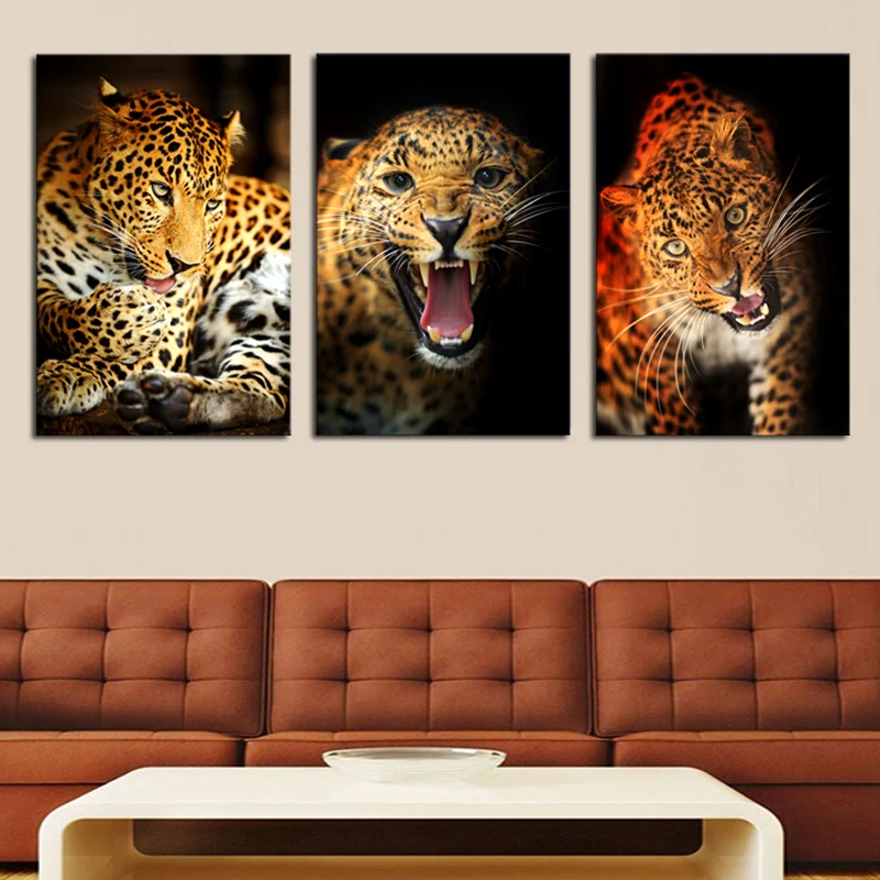 3 шт./компл. большая HD желтая картина с леопардом печать живопись на холсте