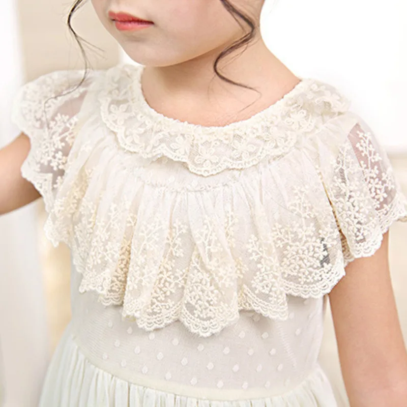 DFXD 2018 Summer Girls Sleeveless Soild Full Lace Princess Dress Fashion Lovely Flower Wedding Party Baby Vestido | Детская одежда и