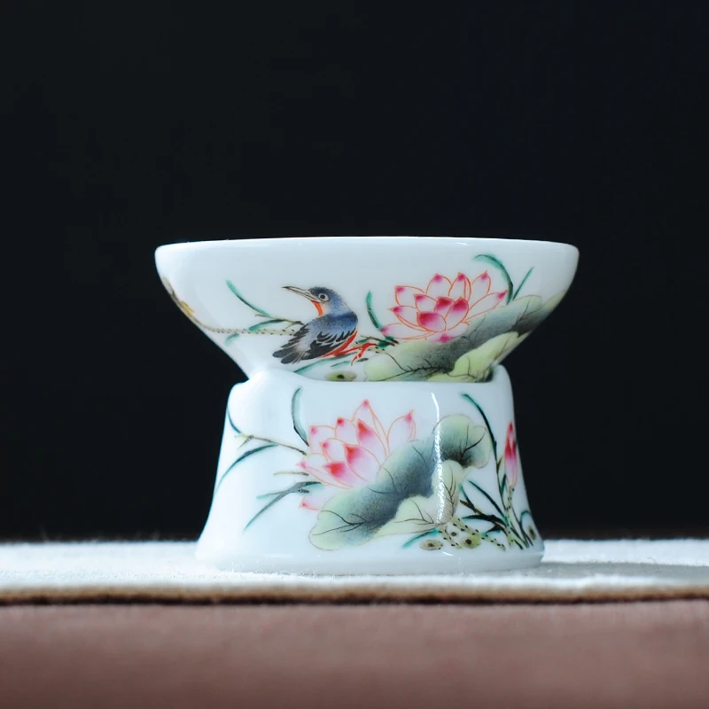 

Chinese Style Porcelain Fair Cup Office Teaware Tea Ceremony Accessories Hand Painted Flower Bird Pattern Leaves Filter Gifts