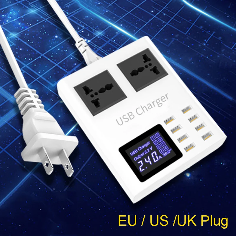 Оригинальное новое зарядное устройство с 8 USB портами светодиодный дисплей +