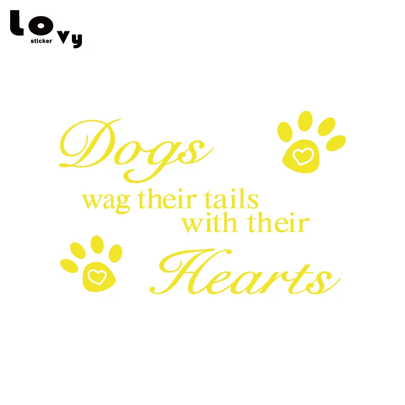 Собачьи хвосты с сердечками виниловая настенная наклейка животным цитатой
