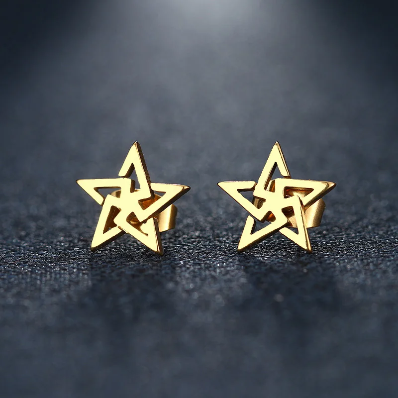 

DOTIFI Stainless Steel Stud Earring For Women Man Pretty Pentagram Gold Color Lover's Engagement Jewelry
