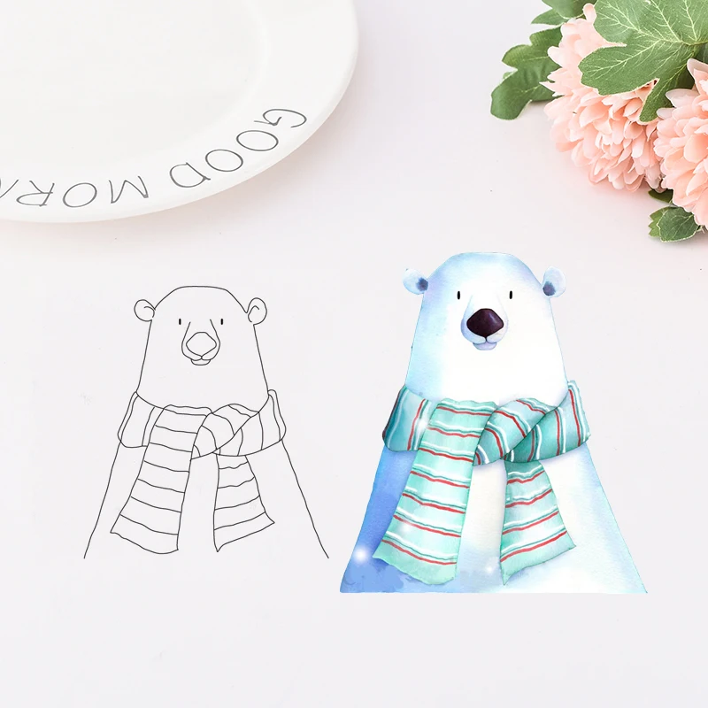 Прозрачная печать для DIY прозрачные силиконовые штампы Polar bear ПВХ резиновые резки