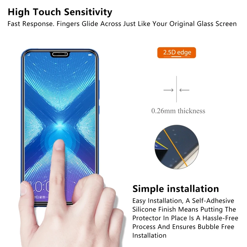 10 шт./партия 2.5D 0,26 мм закаленное стекло для huawei honor 8X honor 8X6,5 дюймов Защитная пленка для экрана для huawei honor 8X