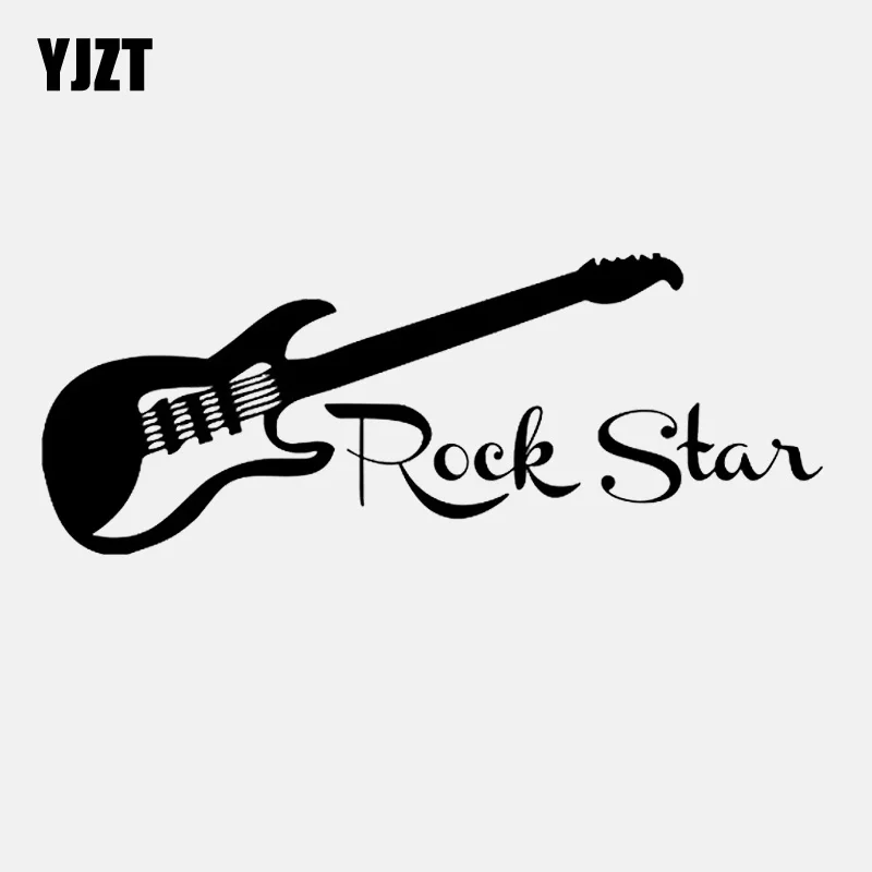 

YJZT 14.1CM*5.5CM Personality Guitar Rock Star Decal Vinyl Motorcycle Black/Silver Car Sticker C22-0633