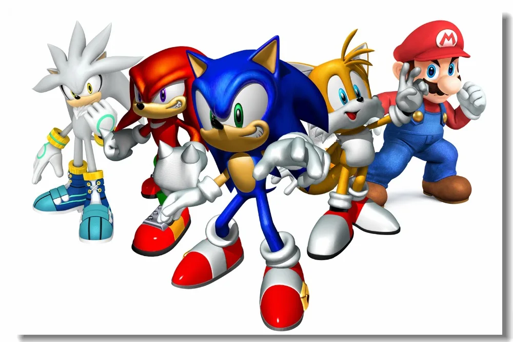 Пользовательские холст настенные фрески Соник плакат с ежом Super Smash Bros обои Sonic украшения игры Марио наклейки#0486