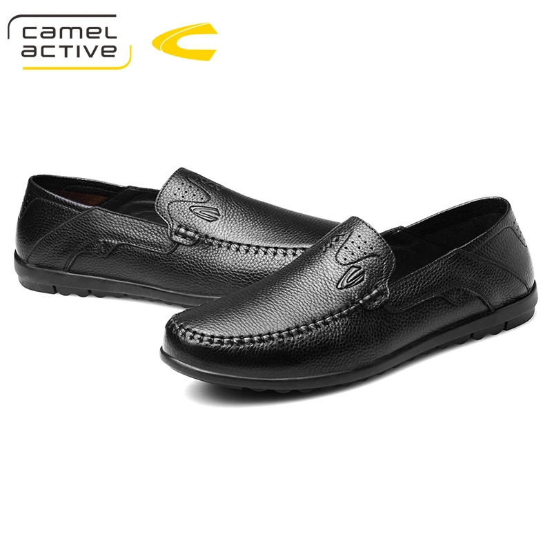 Camel Active 2018 Brand New Luxury Men Brown Loafers Patchwork Of Genuine Leather Casual Shoes Round Toe Slip On Dress | Обувь