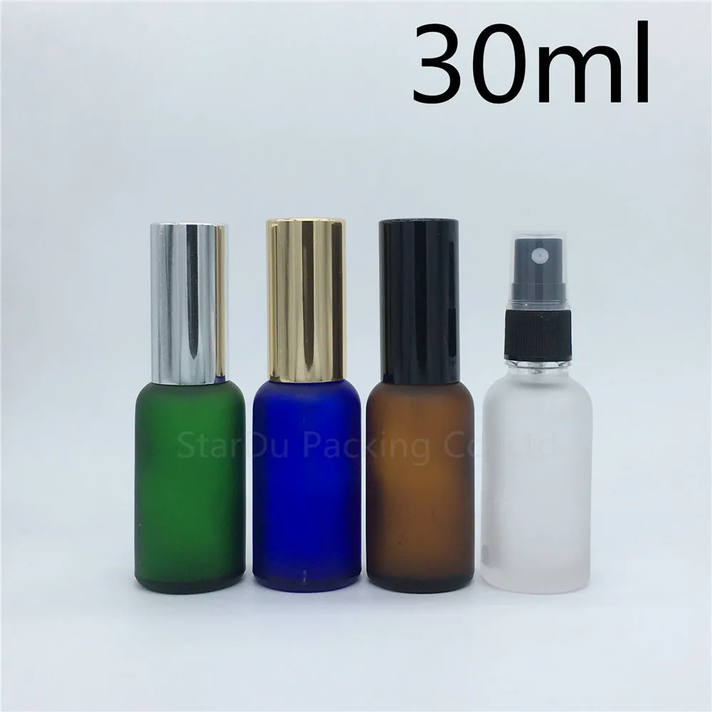 

travel bottle 30ml amber blue green transparent frosted glass bottle with sprayer, 30cc perfume bottle Spray Bottles 200pcs/lot