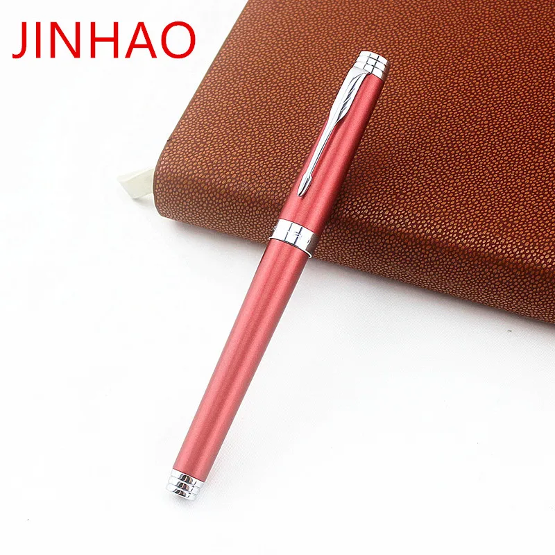 Jinhao 997 красный с серебряным зажимом авторучка 0 5 мм F перьевые металлические ручки
