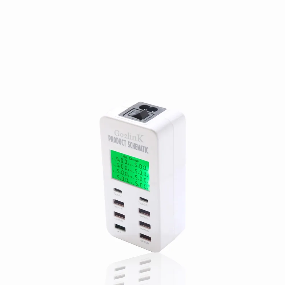 Адаптер для быстрой зарядки 3 0 с дисплеем зарядное устройство USB Type-C 8 портов