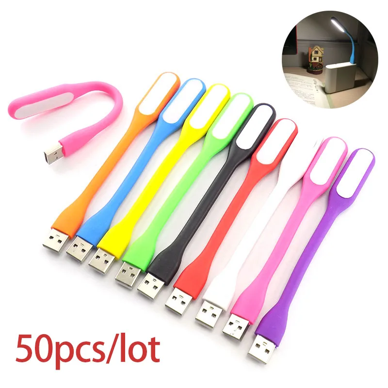 

50 шт. USB светодиодный мини-светильник для чтения, гибкая яркая Ночная лампа, 5 в постоянного тока, светильник s для планшетного ПК, портативног...