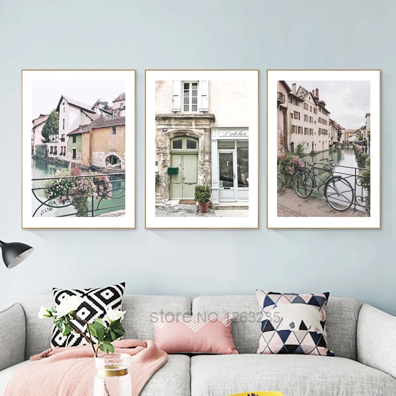 Британская архитектура, скандинавский плакат, дорога, Куадрос, Decoracion, река, настенные картины для гостиной, настенная живопись, холст, без рамы