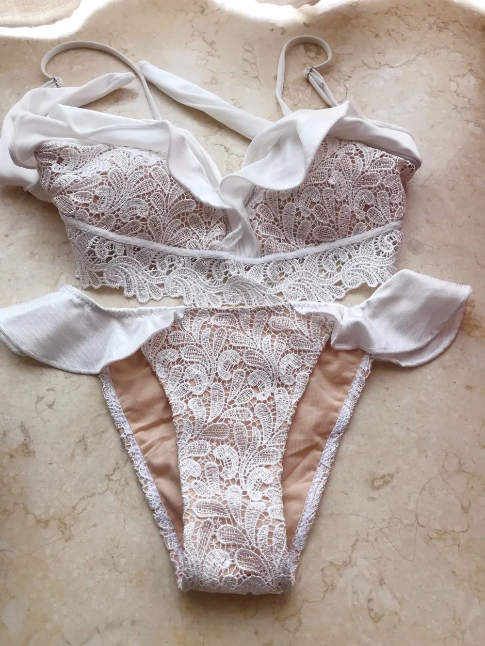 

Lady Plavky Push Up Bikini Tops Plus Size Swimwear Women Beach Wear Retro Beachwear 2020 New Sexy Falbala Condole Belt Bathing