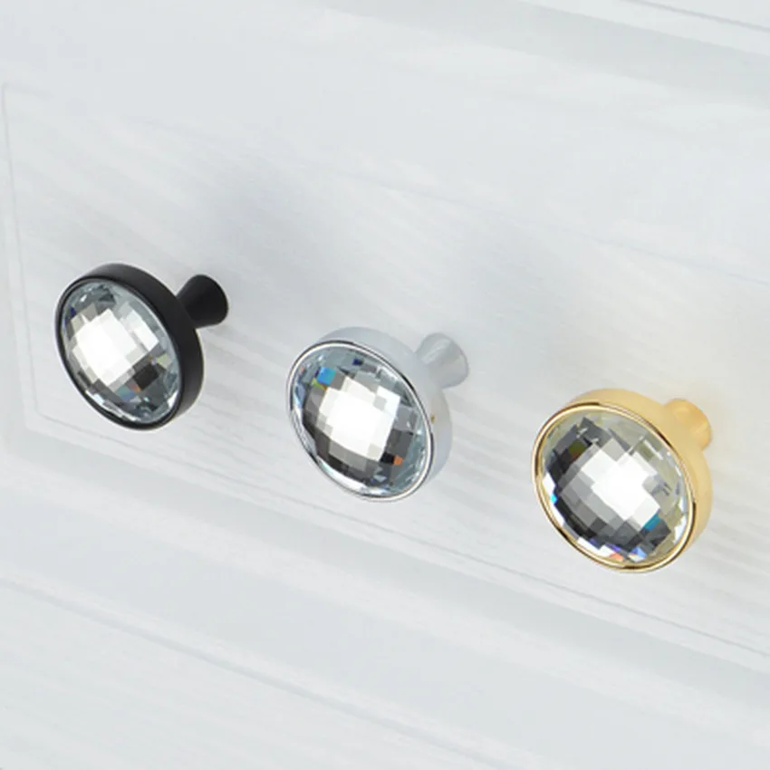 dia 32mm 24mm silver chrome gold black transparent crystal drawer shoe cabinet Tv Wine cupboard knob pull handel | Обустройство дома