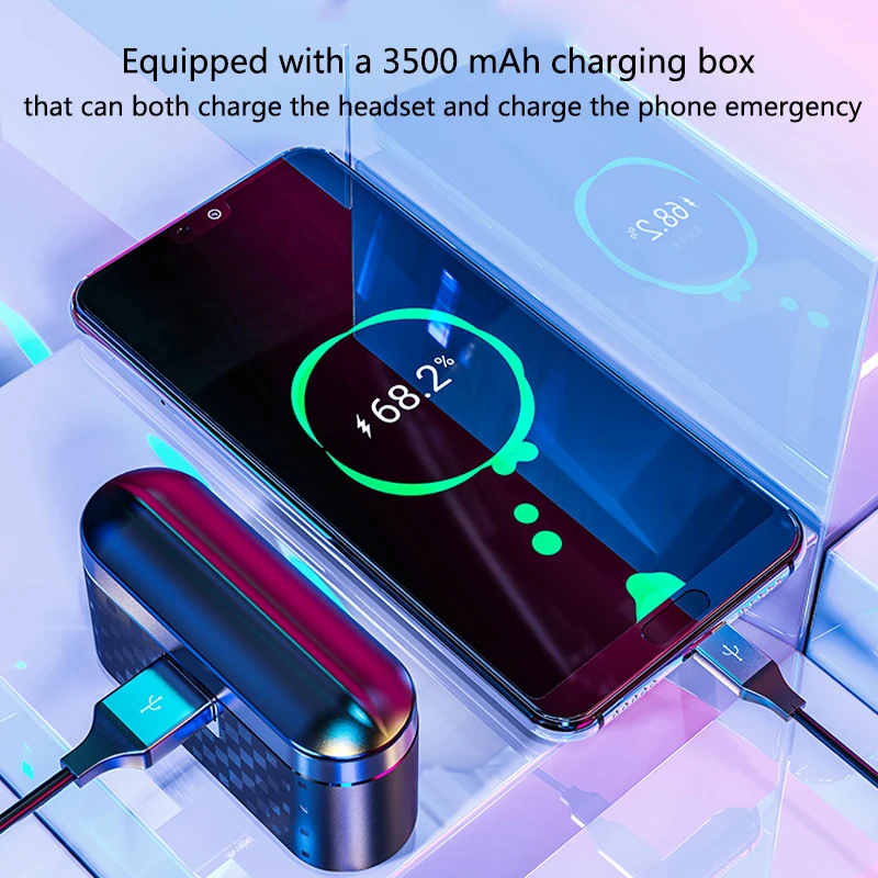 Стерео звук Bluetooth V5.0 наушники портативный TWS Беспроводные спортивные сенсорная