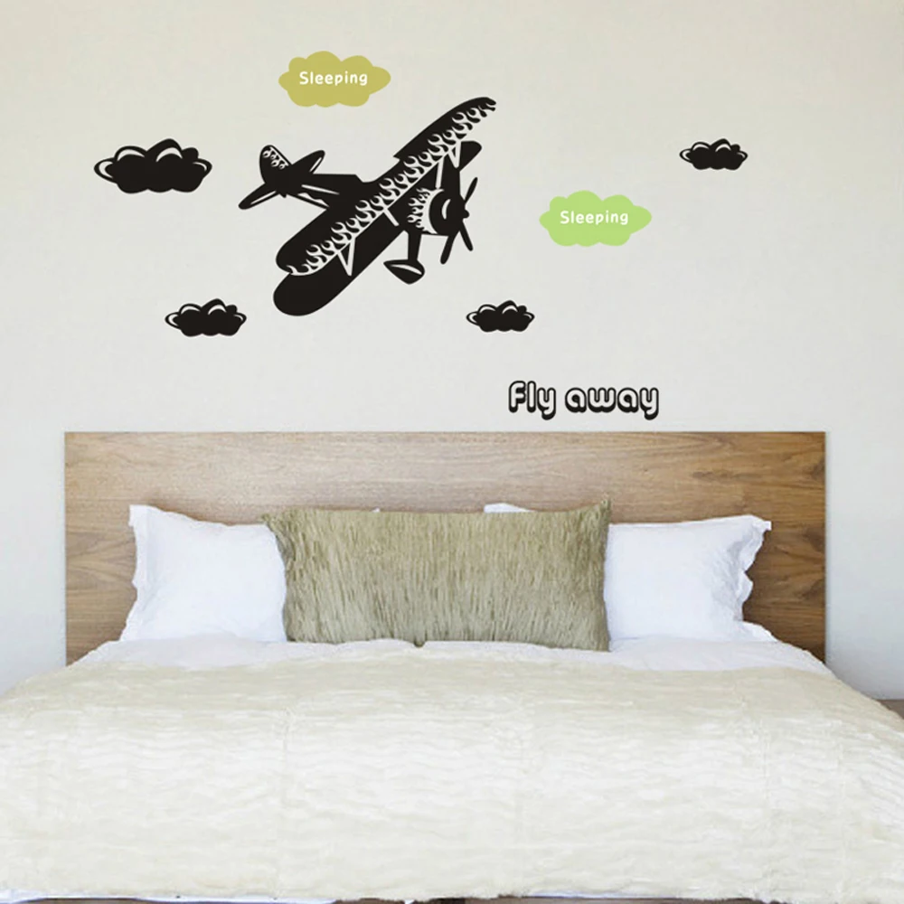 Съемные настенные наклейки с изображением летающих самолетов Art Decals Mural Wallpaper для домашнего украшения комнаты, самостоятельная наклейка Adesivo De Parede.