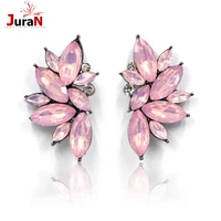 juran fashion gem crystal leaf stud earrings for women trendy brand party earrings jewelry popular gift e2205 2022 trend new