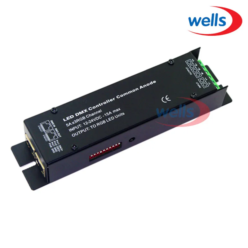 3 канальный контроллер dmx512 светодиодный DMX RGB с общим анодом RJ45 5Ax3RGB вход 12 24 В
