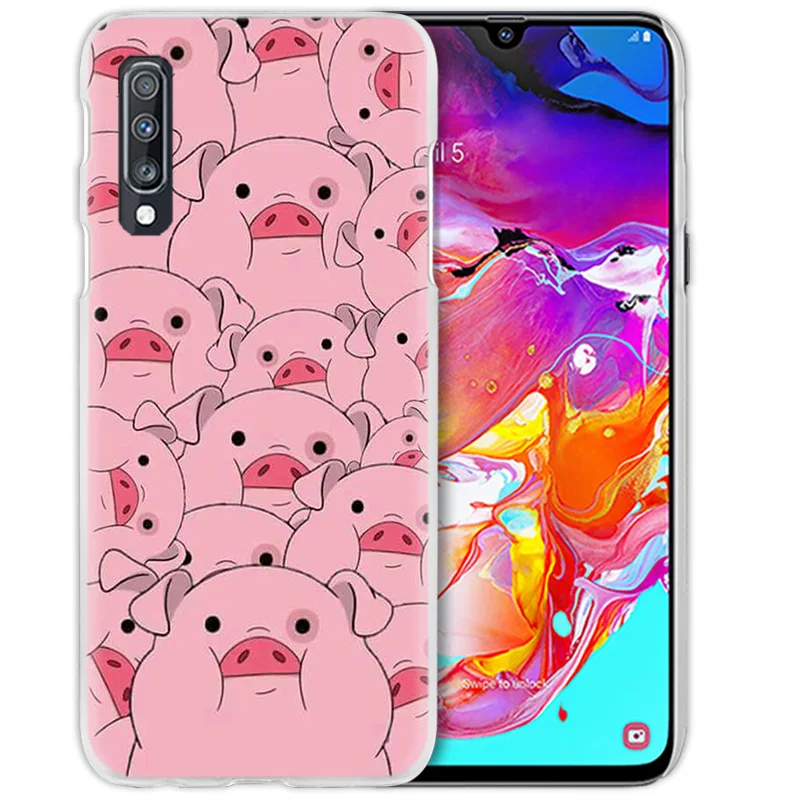 Милый розовый чехол Kawai Pig Для samsung Galaxy A50 A70 A20e A40 A30 A20 A10 A8 A6 Plus A9 A7 жесткий прозрачный чехол для телефона из поликарбоната