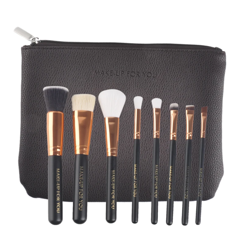 Набор кистей для макияжа 8 шт./компл. с деревянной ручкой и сумкой из полиуретана