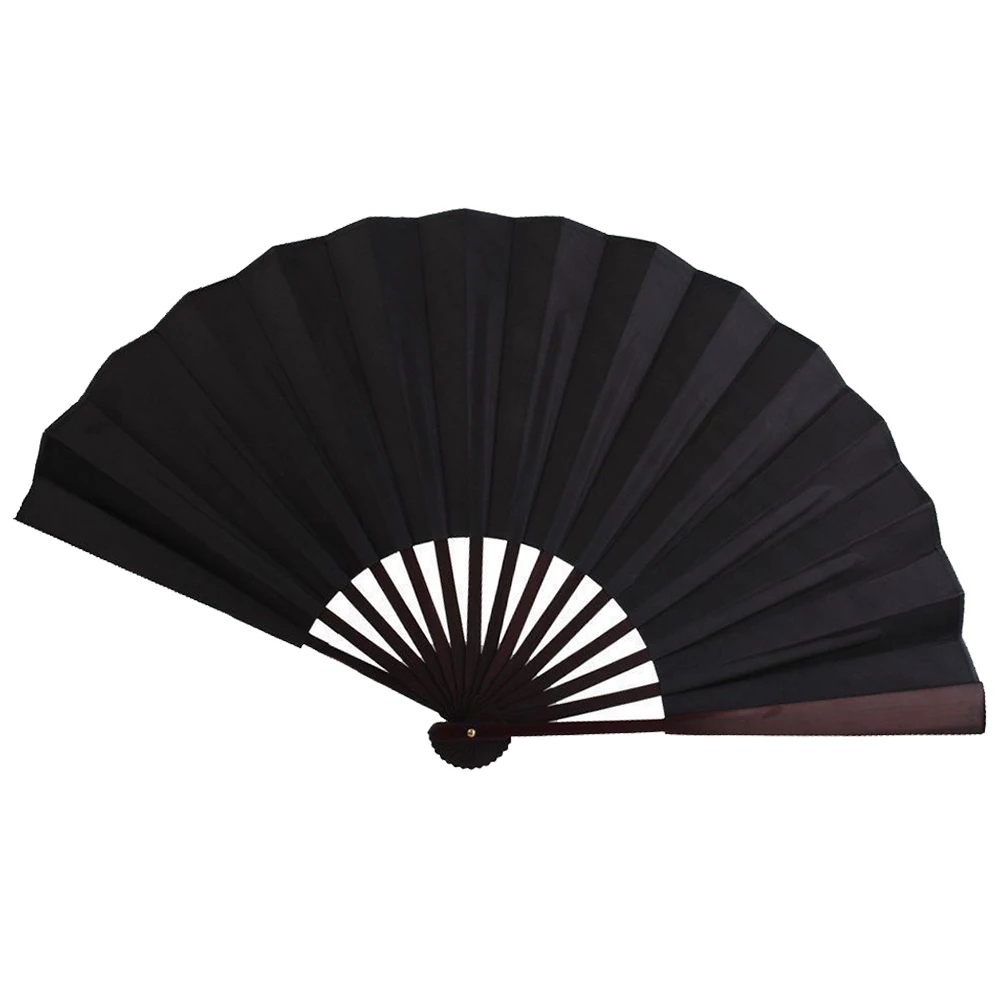 ALIM Hand Fan Folding Blank Calligraphy Writing Dancing for Men's 33cm - Black | Party Favors