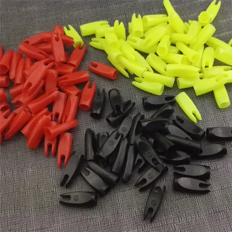 

100pcs Archery 9/32 Arrow Nock Plastic Arrow Tail Nock Pin Hunting For 7.2mm Wood Bamboo Arrow Shaft