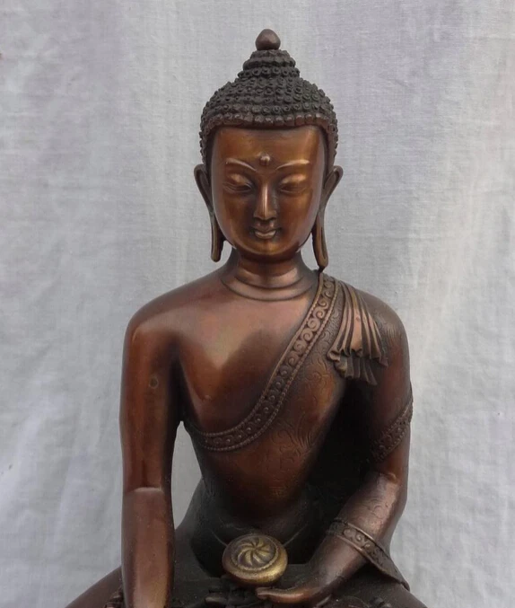 Copper Brass craft xd 002061 11" Tibet Pure Bronze Buddhist Sakyamuni Joss Shakyamuni Buddha Bowl Statue | Дом и сад