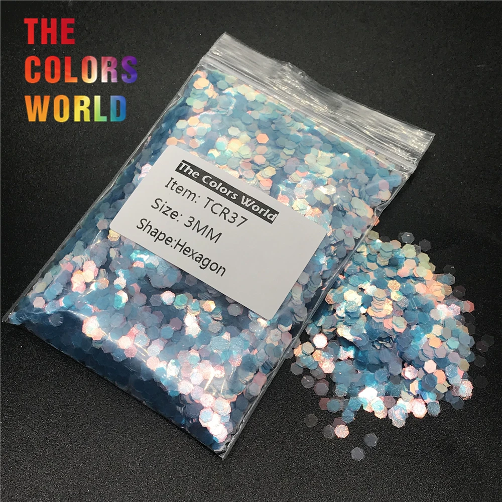 

TCR37 Iridescent Rainbow Blue Gold Color Hexagon Shape Glitter Nail Art Decoration Body Glitter Makeup Henna Tattoo Handwork DIY